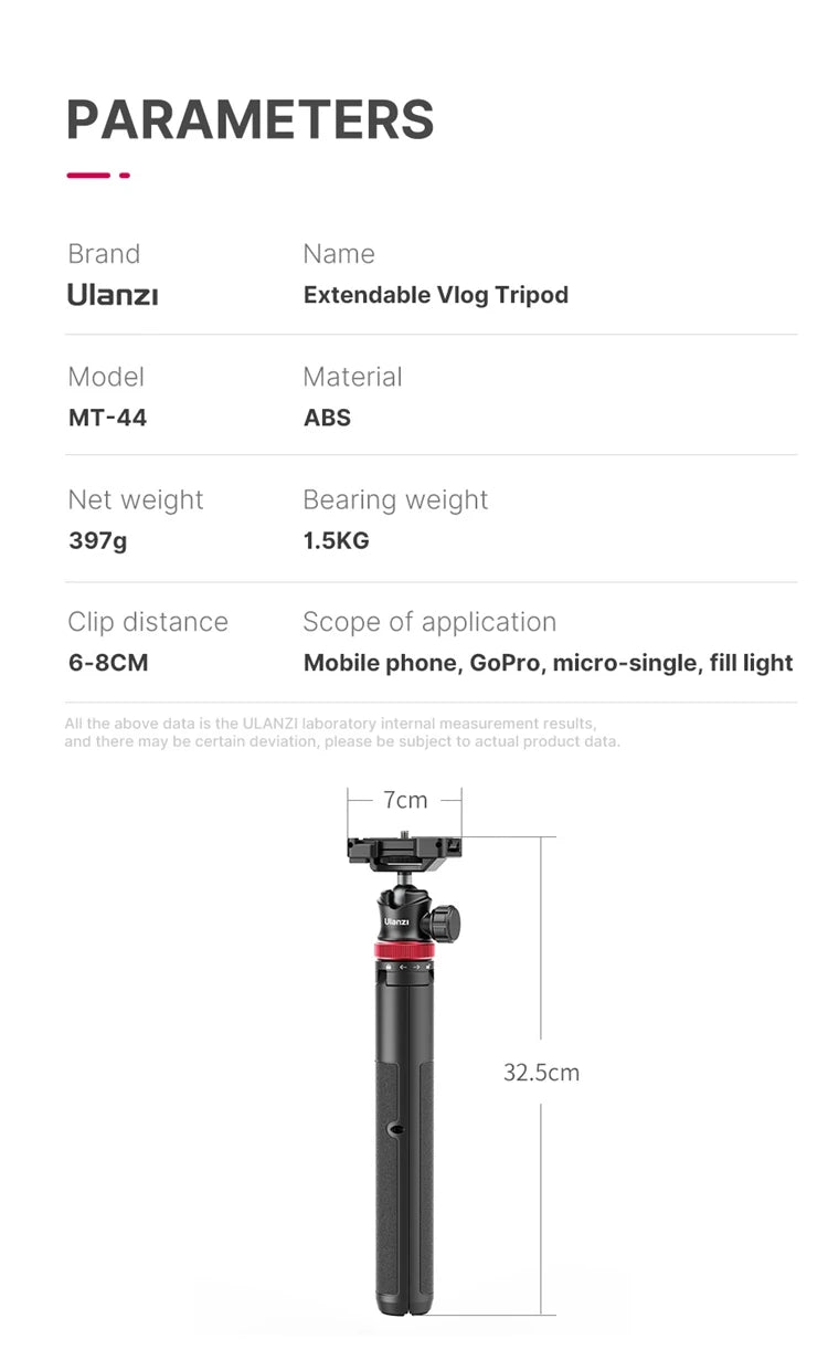 Ulanzi MT-44 1.46M Extend Selfie Stick Tripods With Phones And Cameras