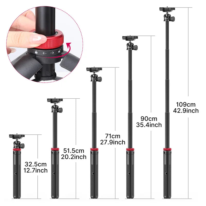 Ulanzi MT-44 1.46M Extend Selfie Stick Tripods With Phones And Cameras