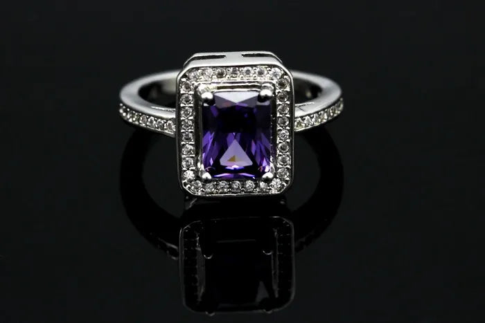 Square Ring with Stones for Women