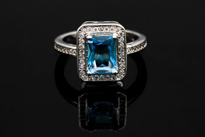 Square Ring with Stones for Women