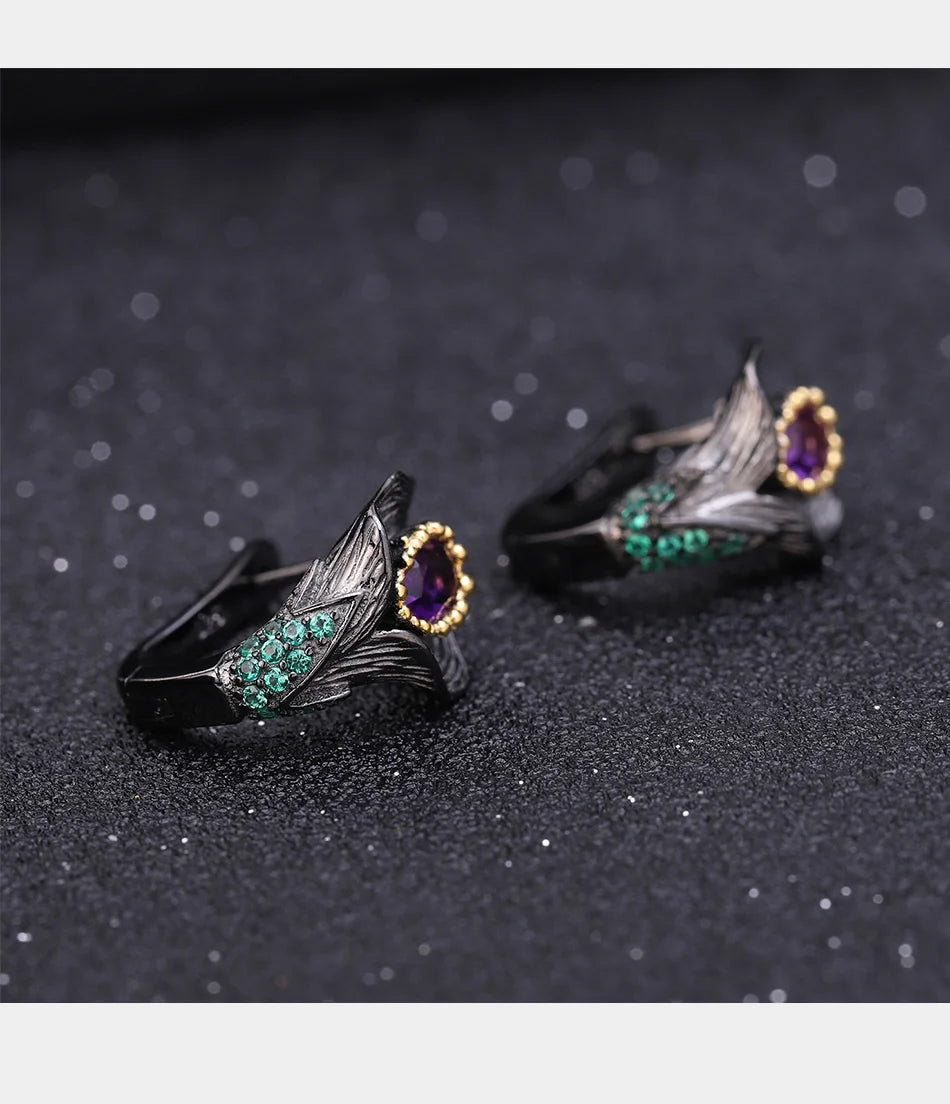 GEM’S BALLET Women's Neo-Gothic Style Calla Lily Design Stud Earrings