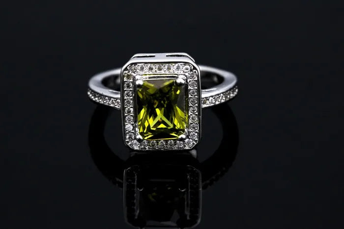 Square Ring with Stones for Women