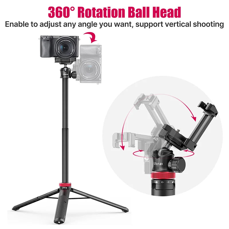 Ulanzi MT-44 1.46M Extend Selfie Stick Tripods With Phones And Cameras