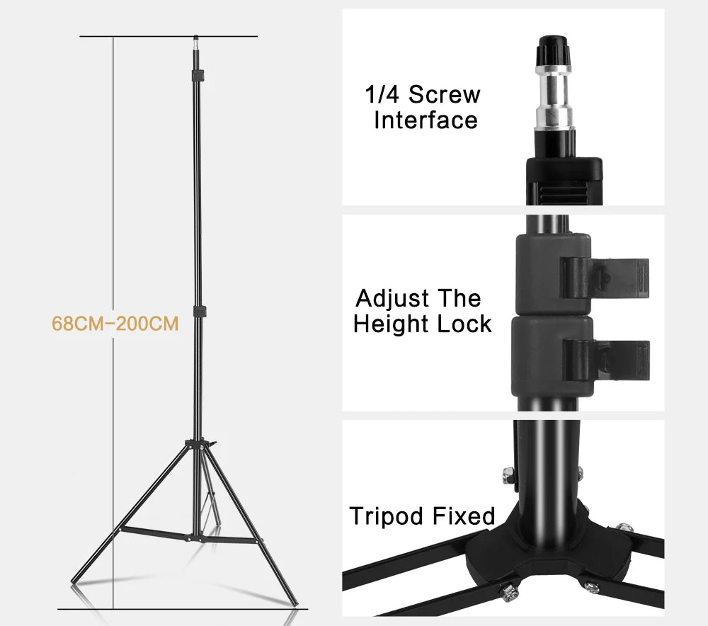 Softbox Light Photography Kit 2M Tripiod for Soft Box Disc Light LED Photo Studio Stand