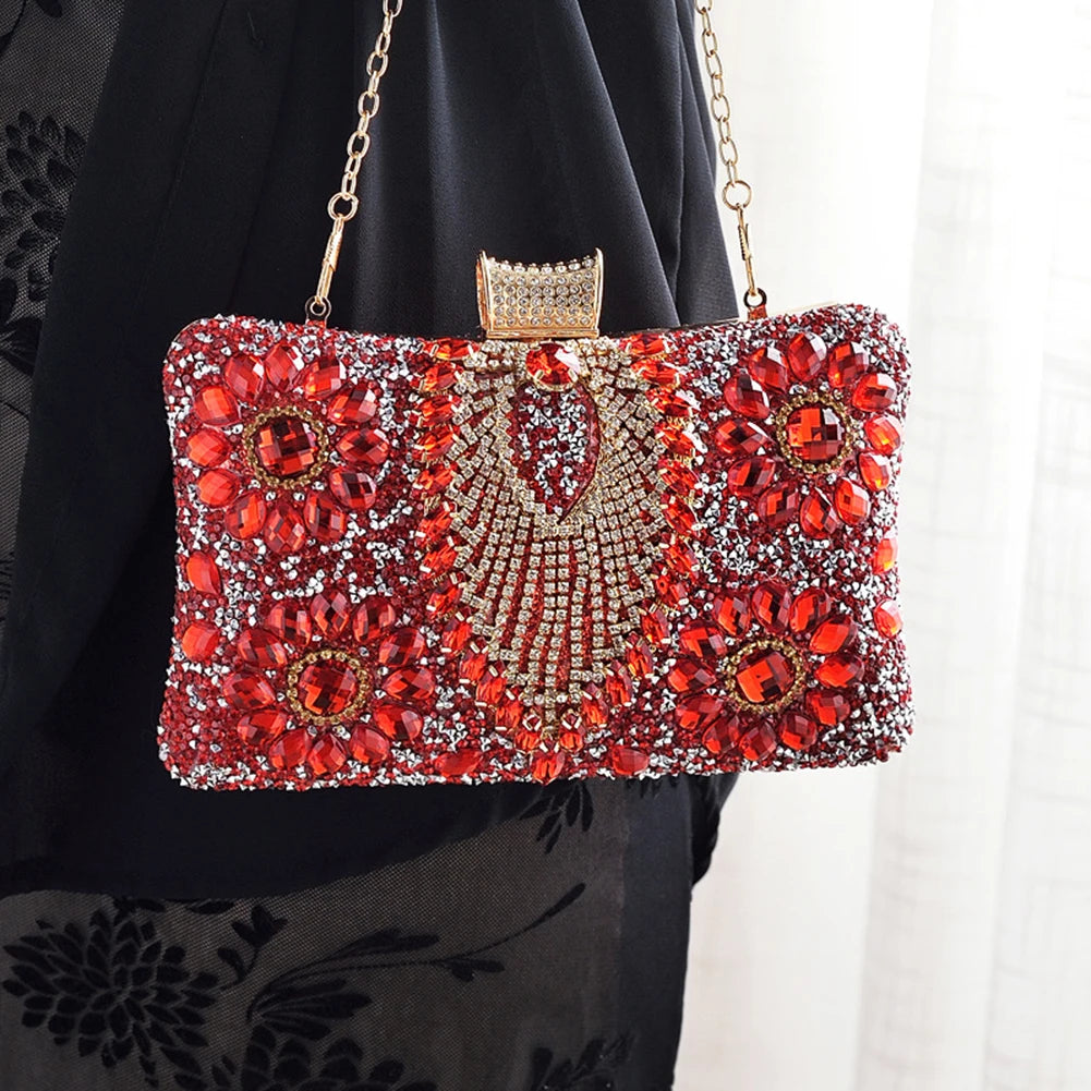 Green Jeweled Tassel Women's Evening Small Clutch Bag