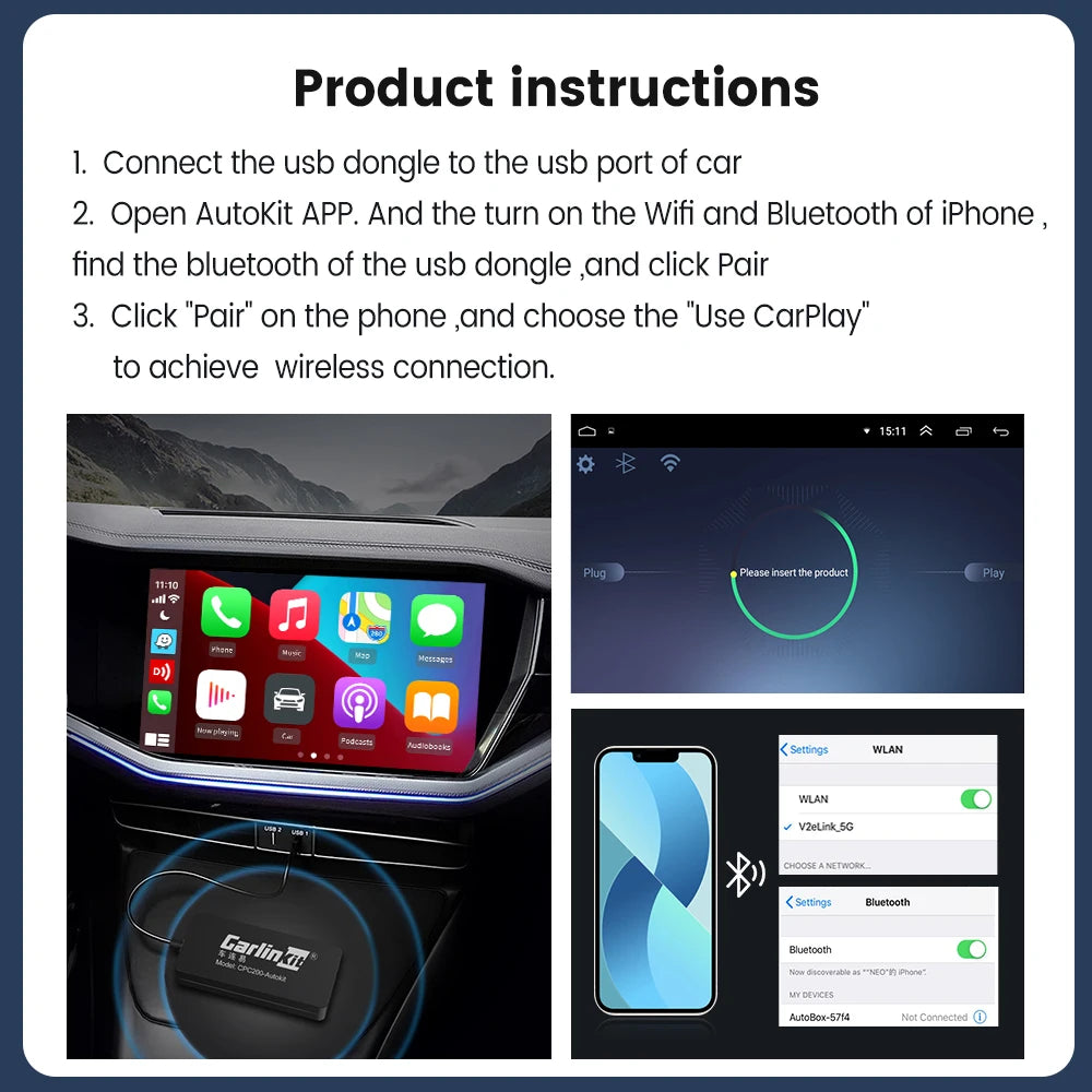 CarlinKit USB Wired/Wireless CarPlay Dongle