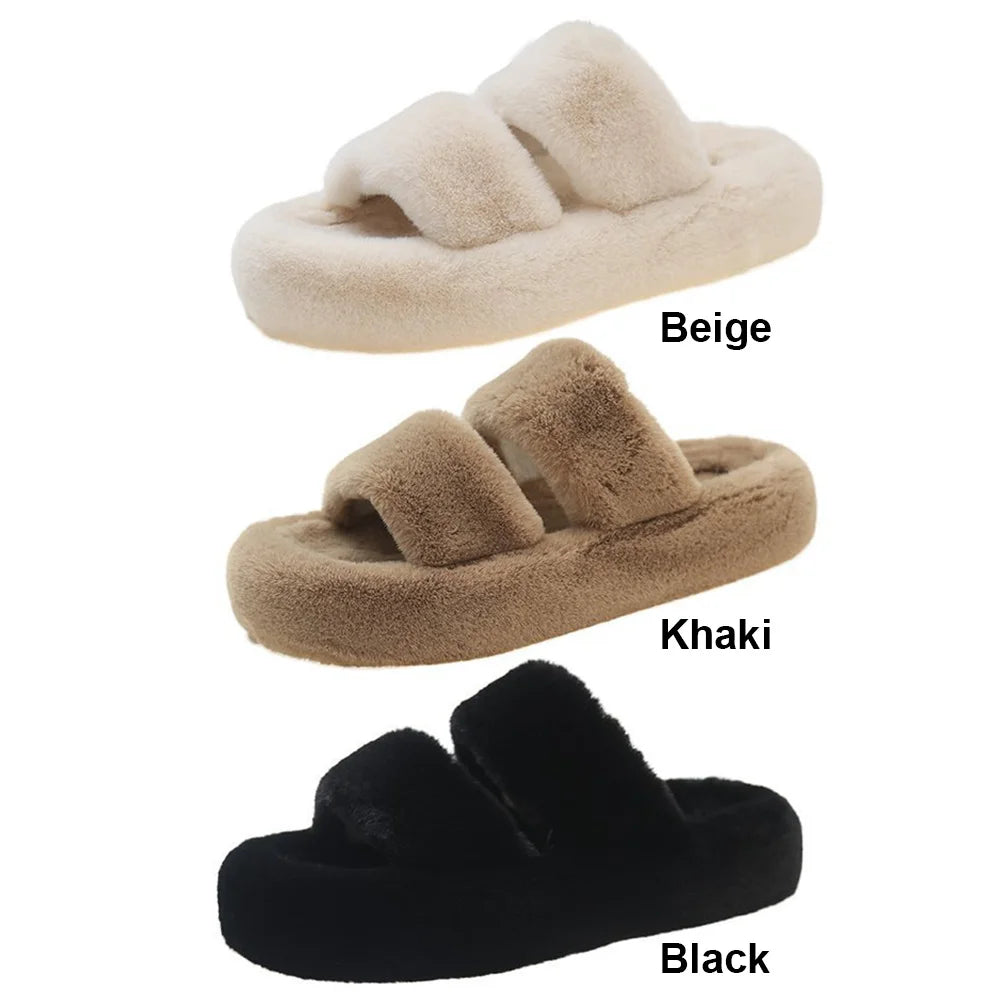 WomensTwo Band Plush House Slippers