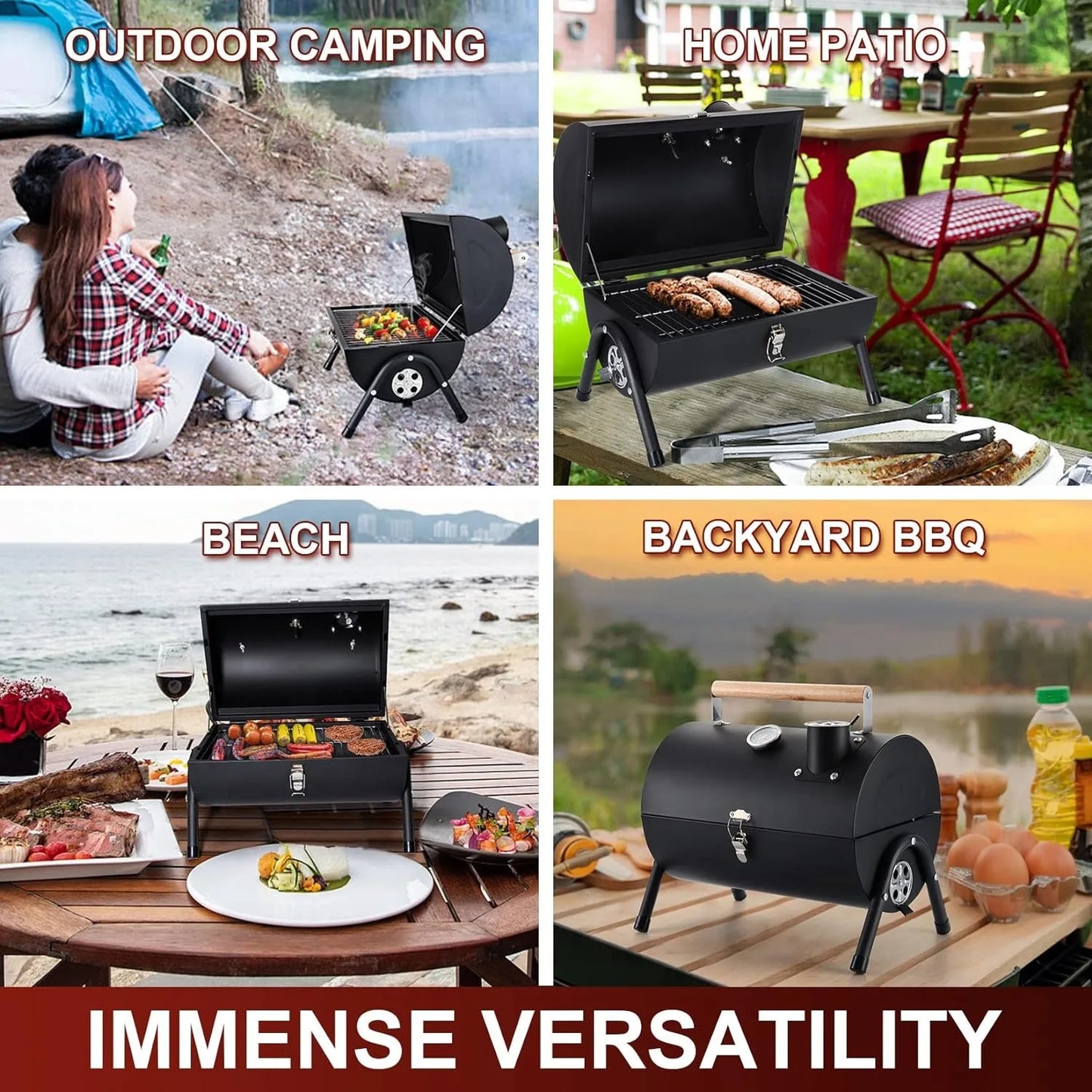 Joyfair Portable Tabletop Charcoal Grill with Thermometer