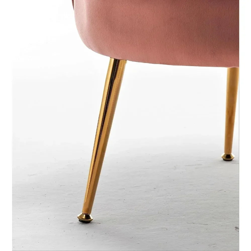 Velvet Barrel Accent Chair with Scalloped Silhouette and Gold Metal Legs