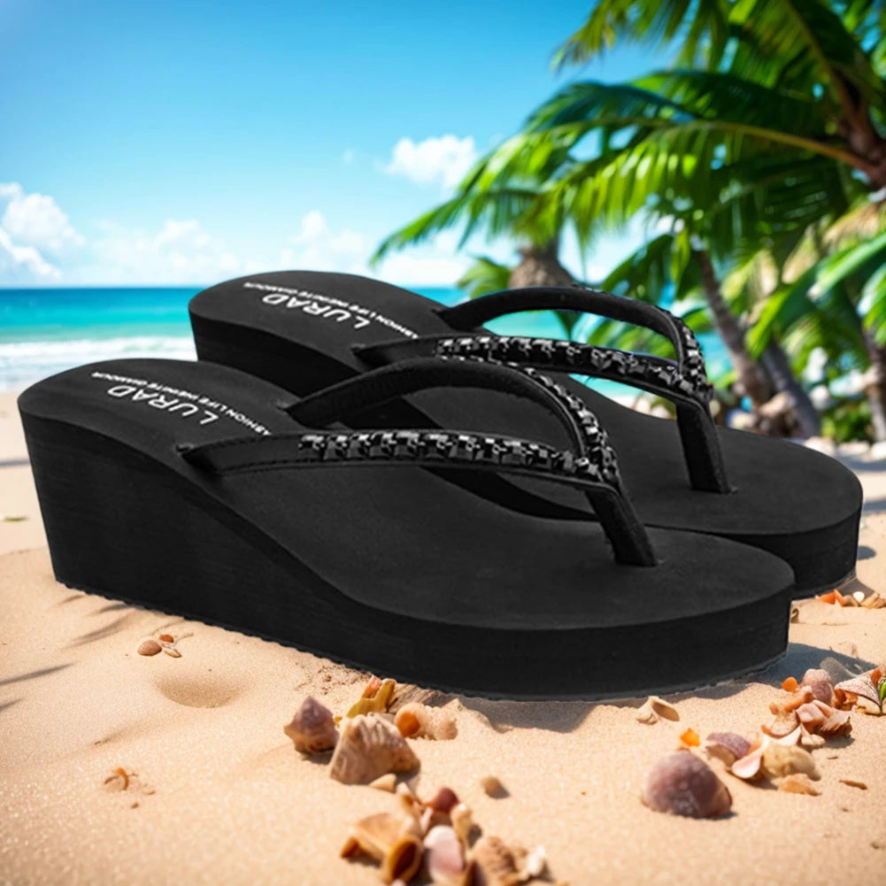 Ladies Wedge Beach Platform Flip Flops