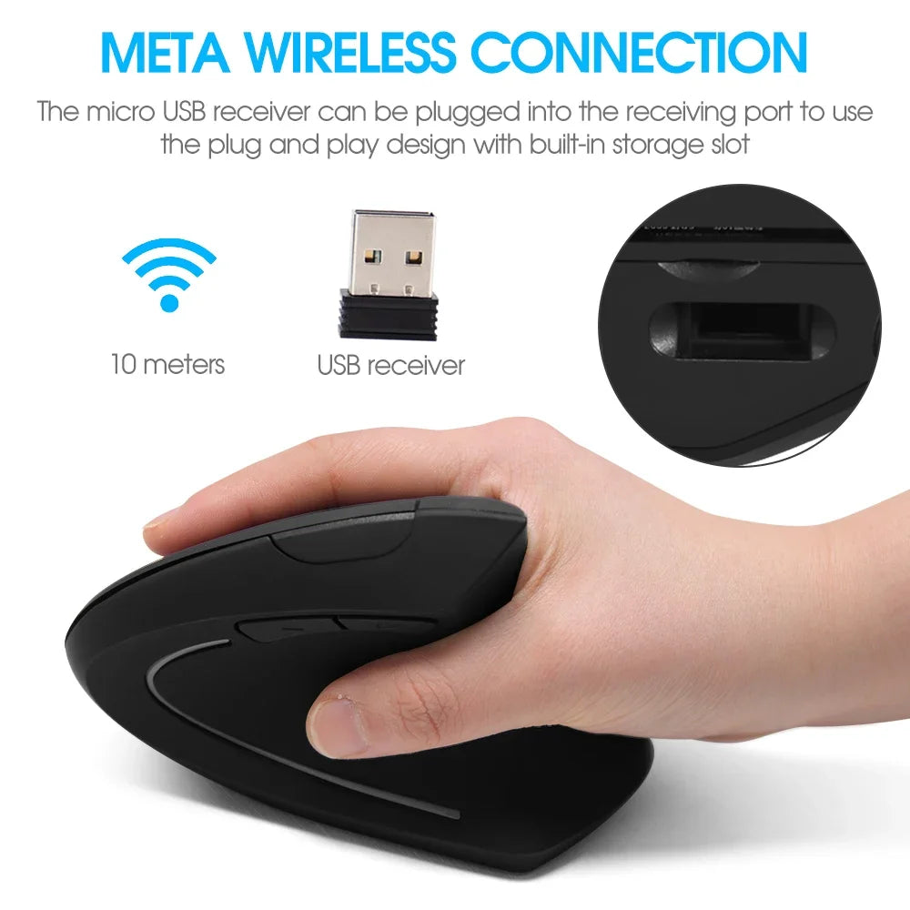 Wireless USB Ergonomic Upright Mouse