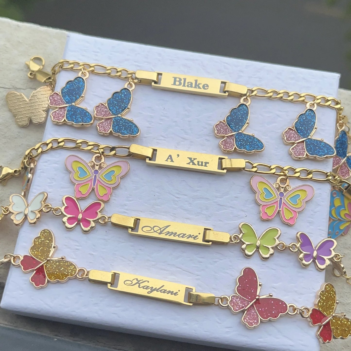 DUOYING Custom Butterfly Name Bracelet