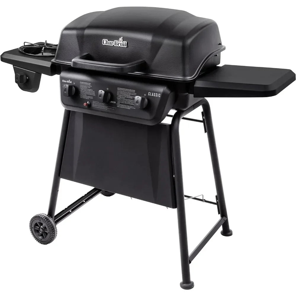 BBQ Grill, 3-Burner with Side Burner Propane Gas Stainless Steel