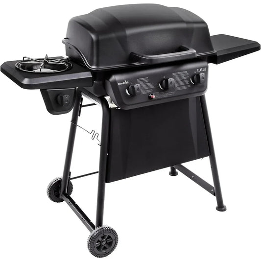 BBQ Grill, 3-Burner with Side Burner Propane Gas Stainless Steel