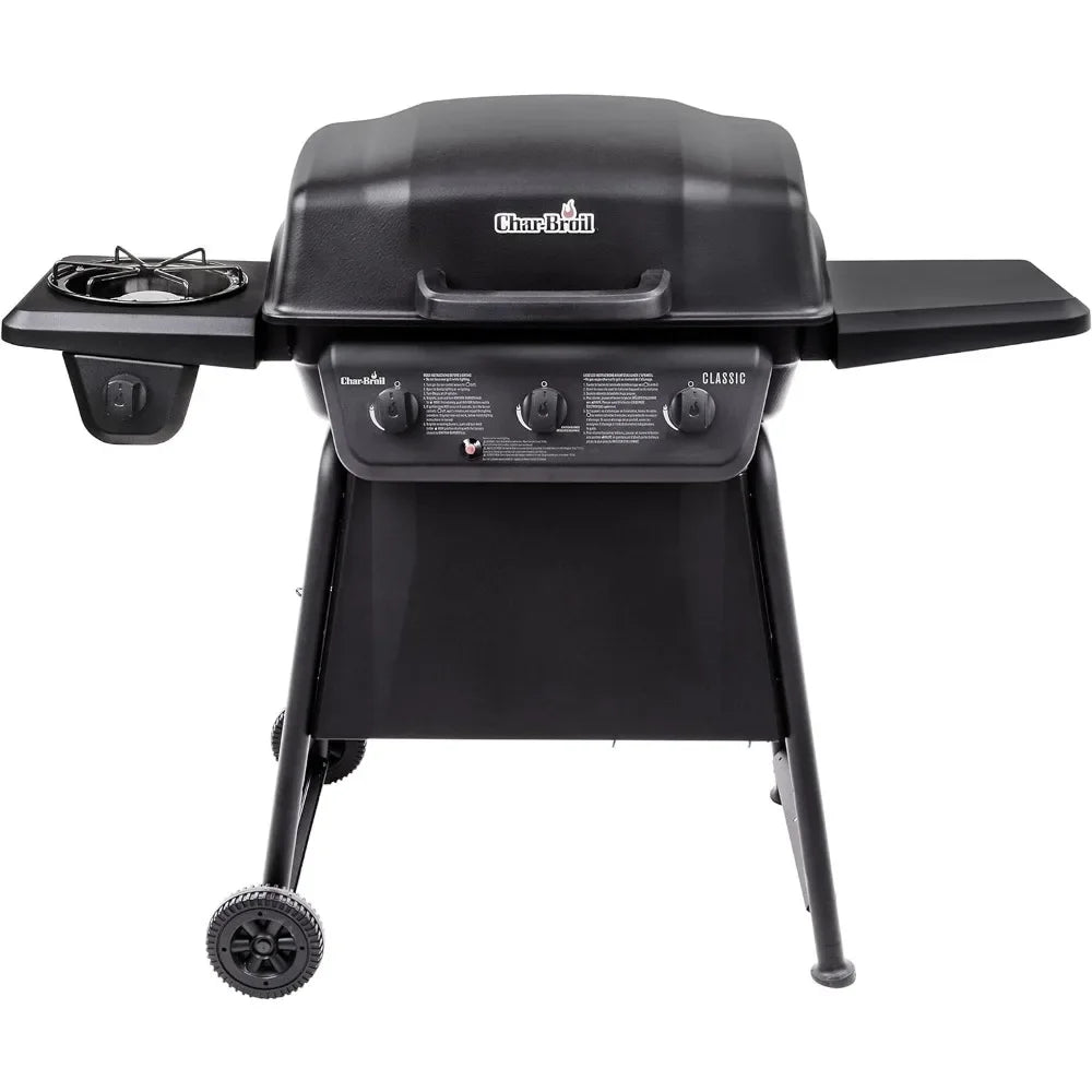 BBQ Grill, 3-Burner with Side Burner Propane Gas Stainless Steel