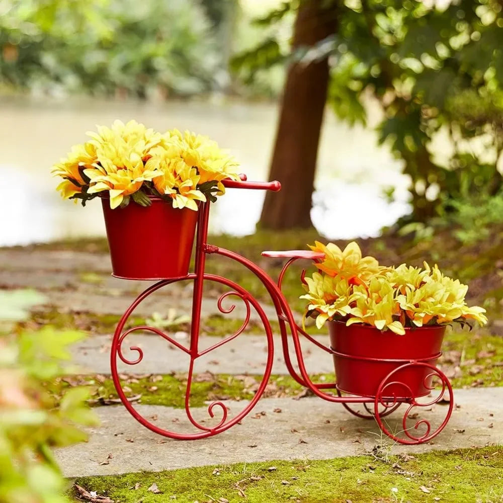 Hand Painted Metal Tricycle Plant Stand