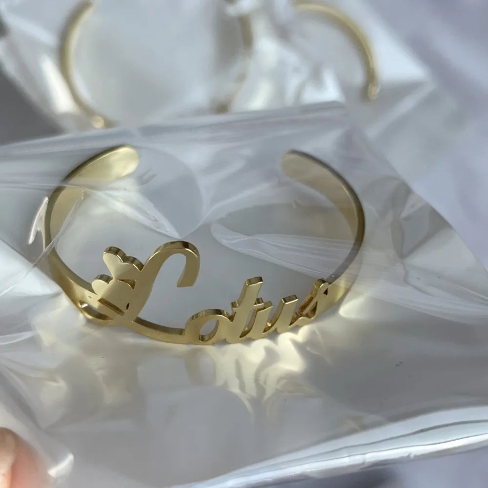 DUOYING Custom Name Bangle Bracelet