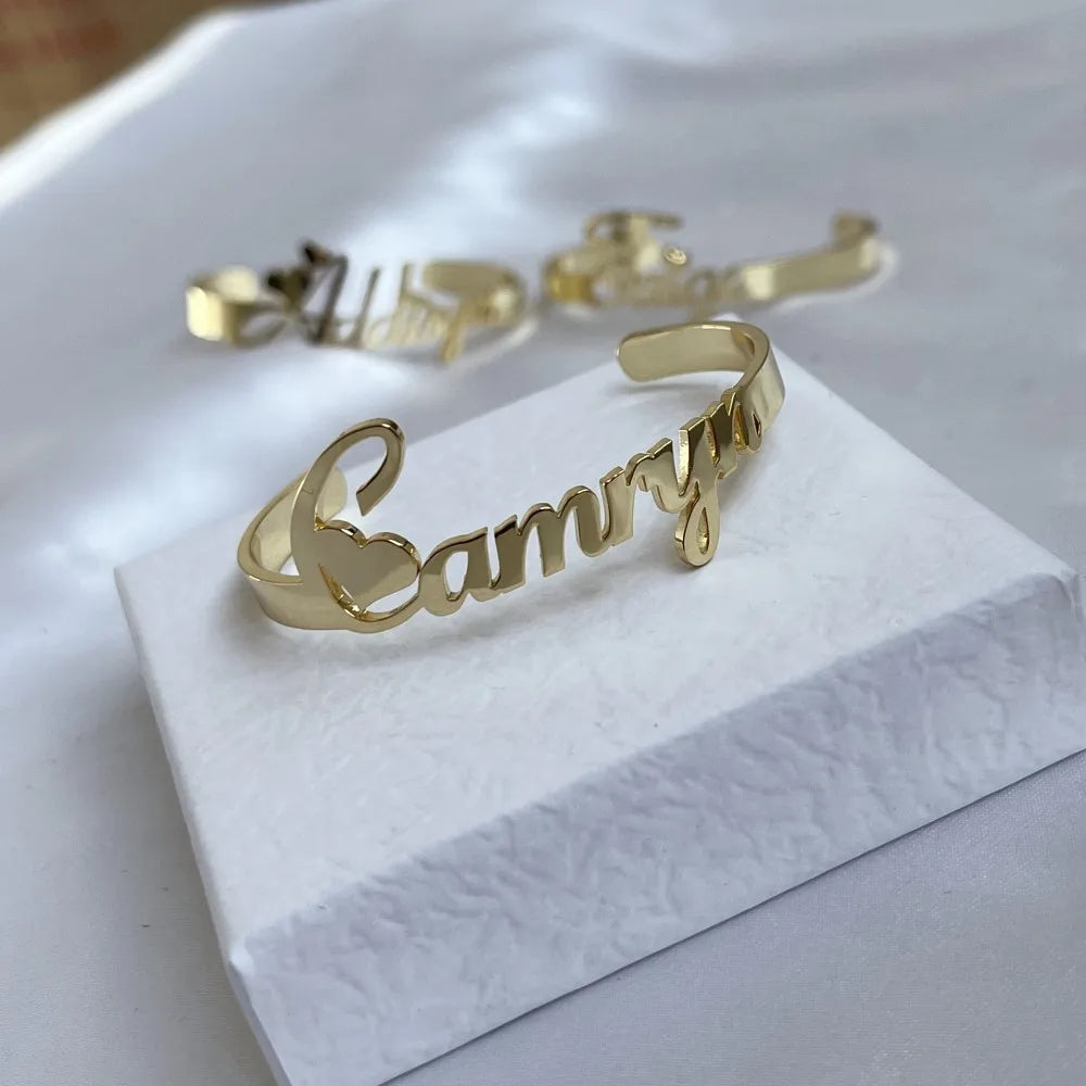 DUOYING Custom Name Bangle Bracelet