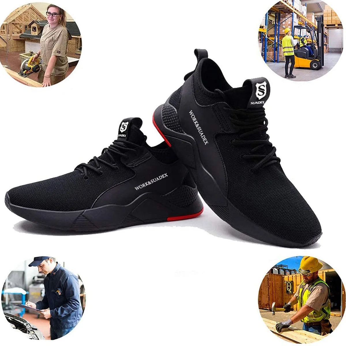 SUADEX Men Steel Toe Safety Shoes