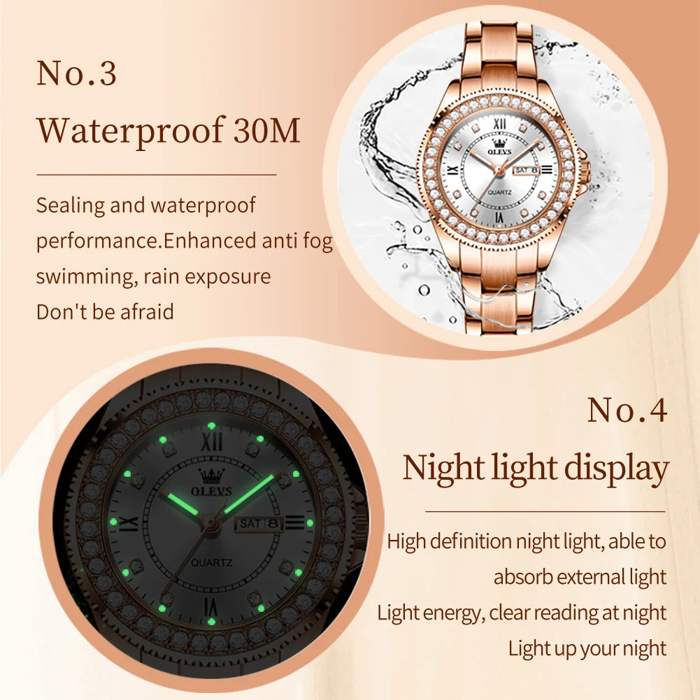 OLEVS 9993 Women's Full Diamond Waterproof Watch