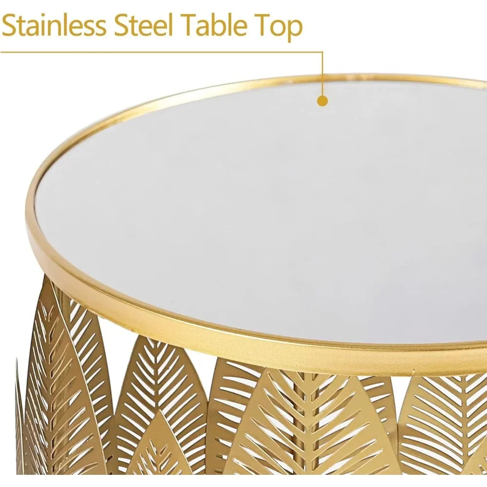 2 End Tables Gold Nesting Side Nightstands