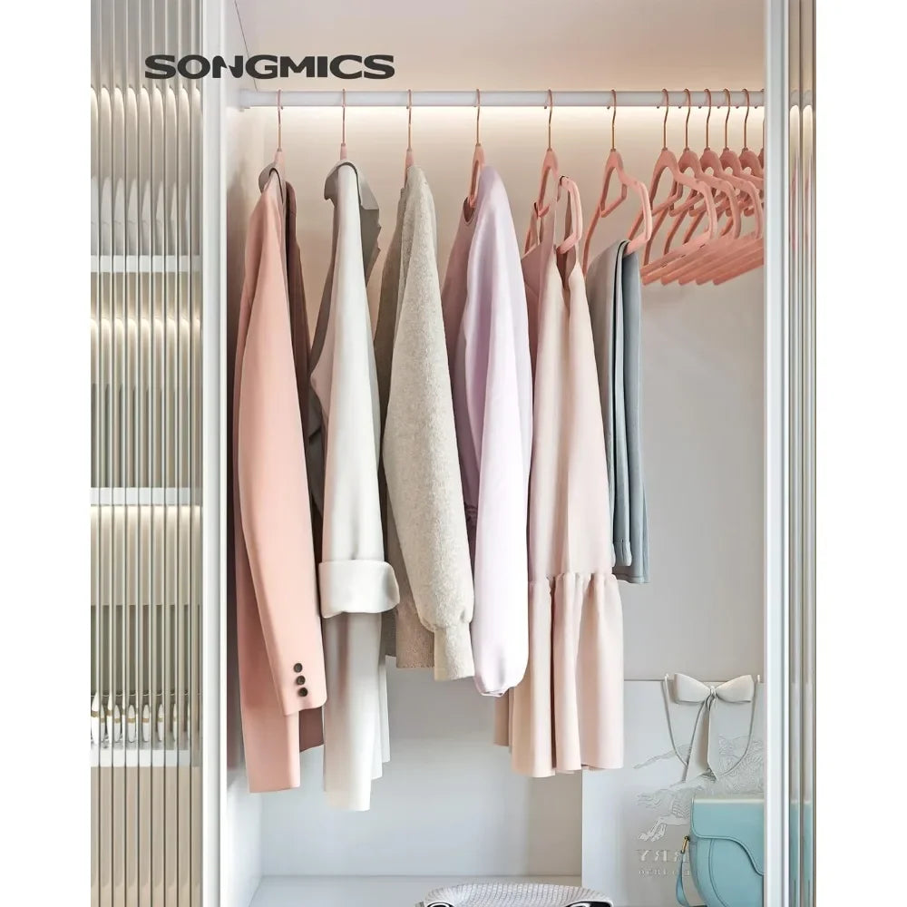 Set of 50 Non-Slip Clothes Hangers with Rose Gold Swivel Hook