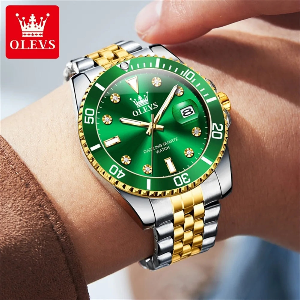 OLEVS 9809 Men's Waterproof Automatic Date Rotation Watch