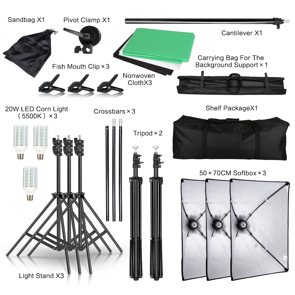 Photography Background Frame Support Softbox Lighting Kit