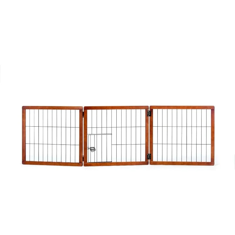 Wide 3 Panel Premium Wooden Pet Gate