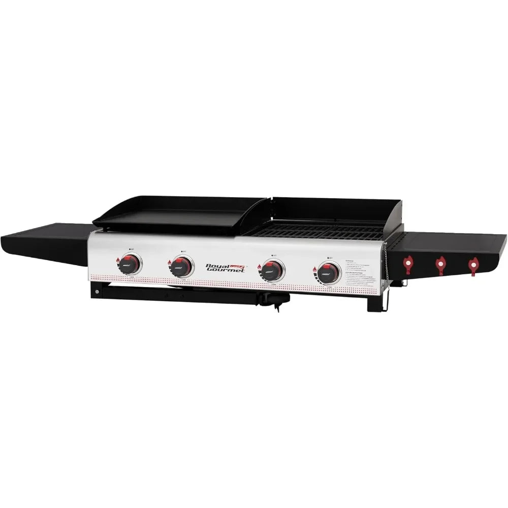 Portable Flat Top Gas Grill and Griddle Combo with Folding Legs