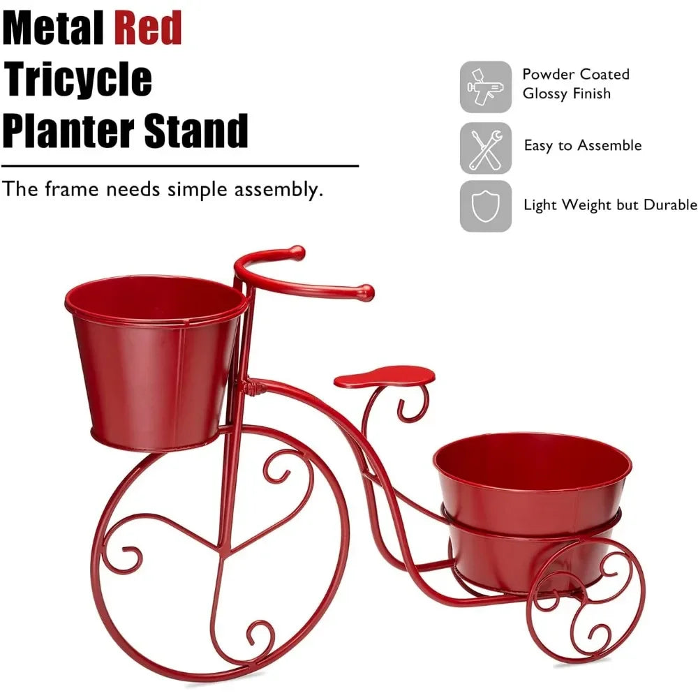 Hand Painted Metal Tricycle Plant Stand