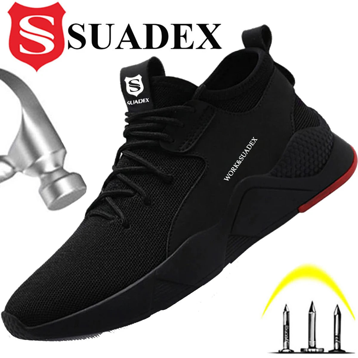 SUADEX Men Steel Toe Safety Shoes