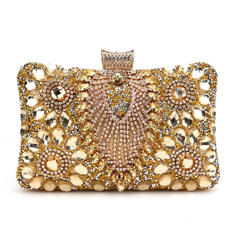 Green Jeweled Tassel Women's Evening Small Clutch Bag