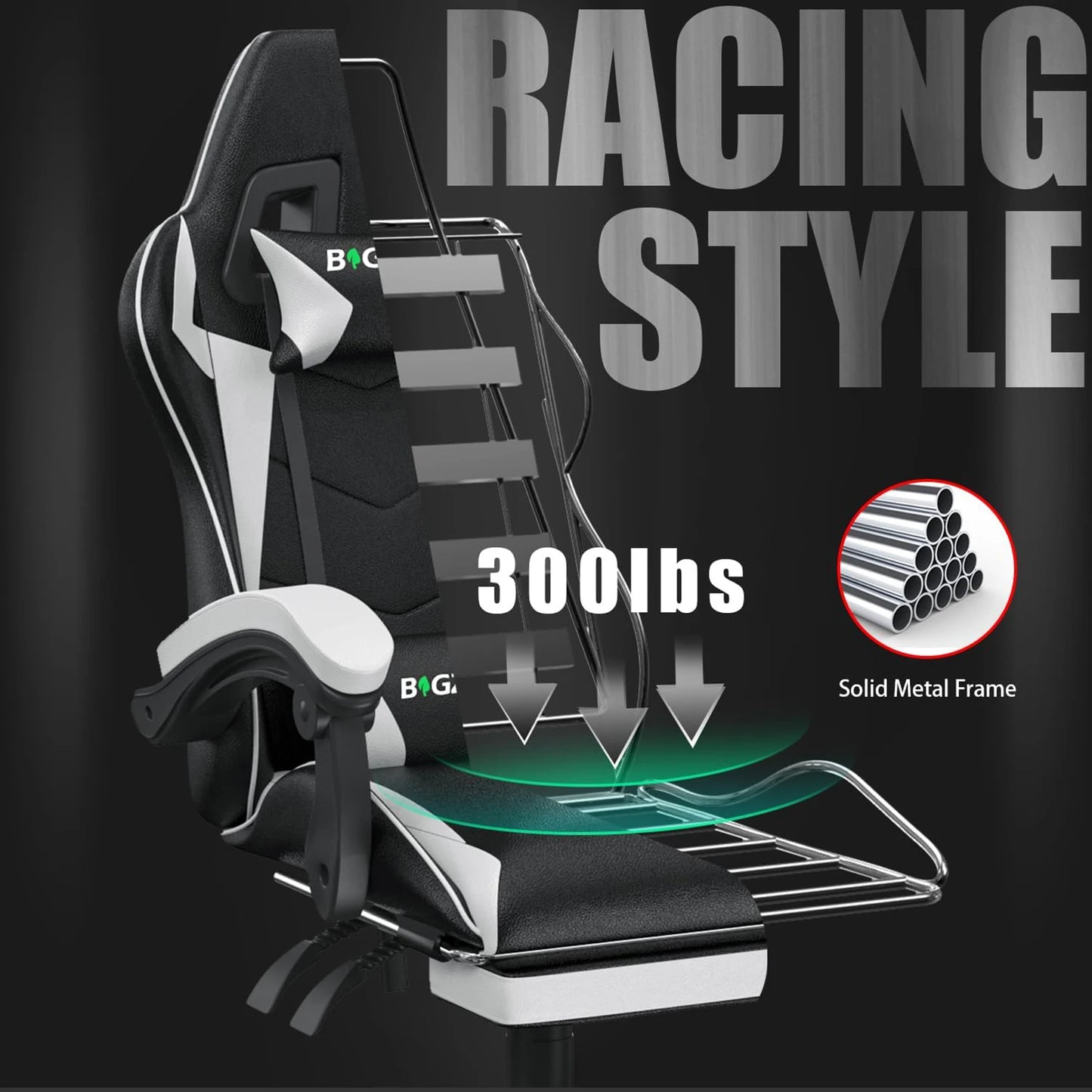 Ergonomic Gaming Chair with Footrest