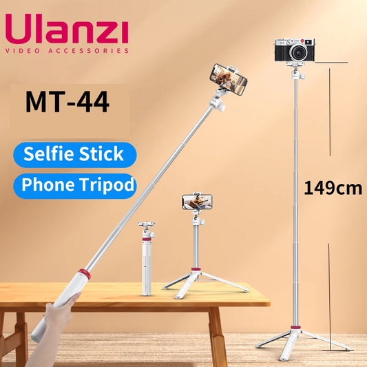 Ulanzi MT-44 1.46M Extend Selfie Stick Tripods With Phones And Cameras