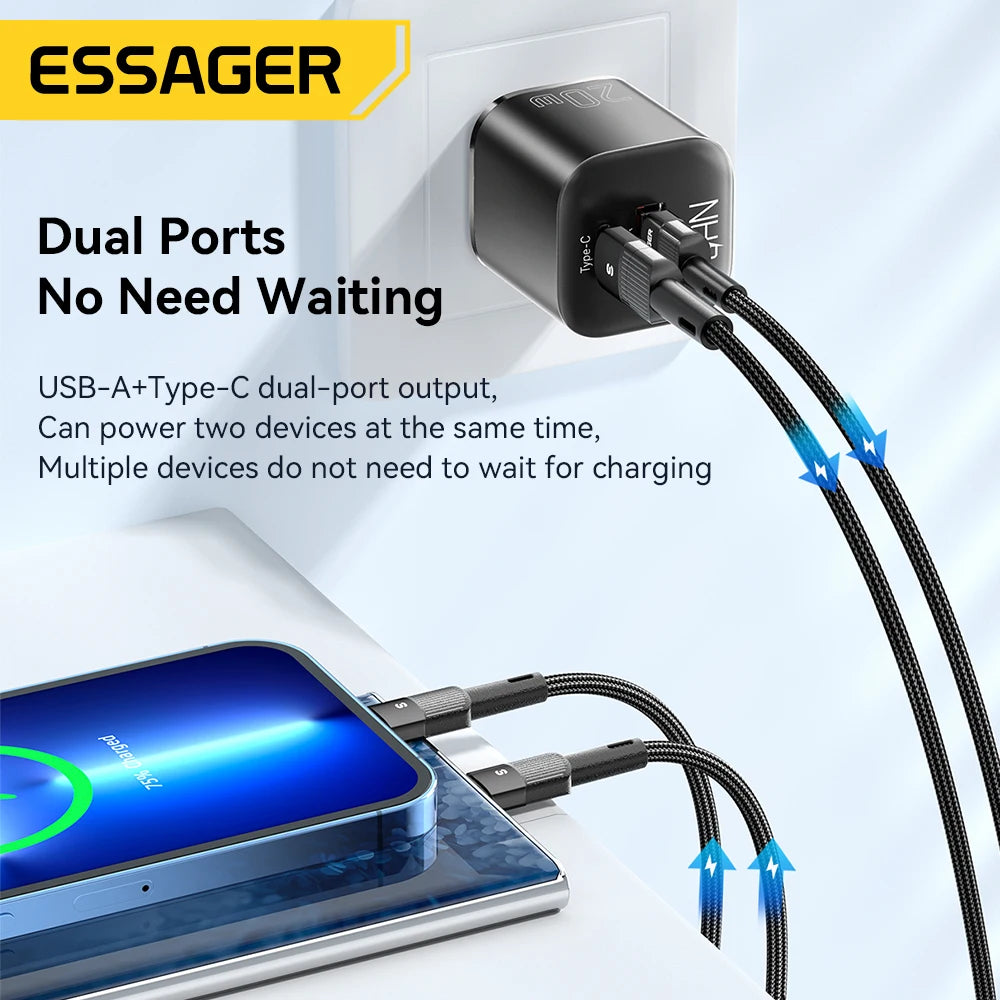 Essager 20W GaN USB Type C For iPhone 15 14 13  Max Mini iPad Charging US Plug