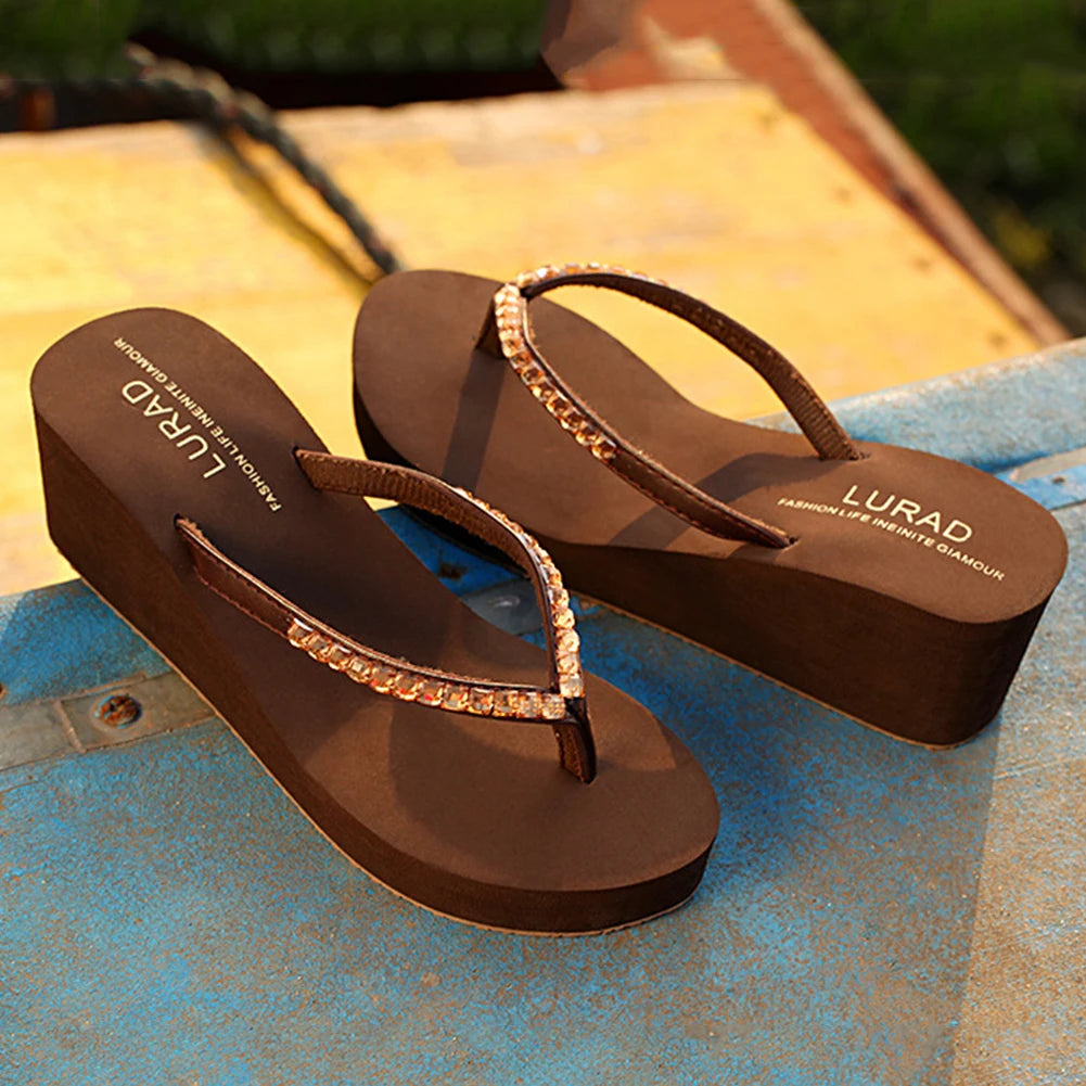 Ladies Wedge Beach Platform Flip Flops