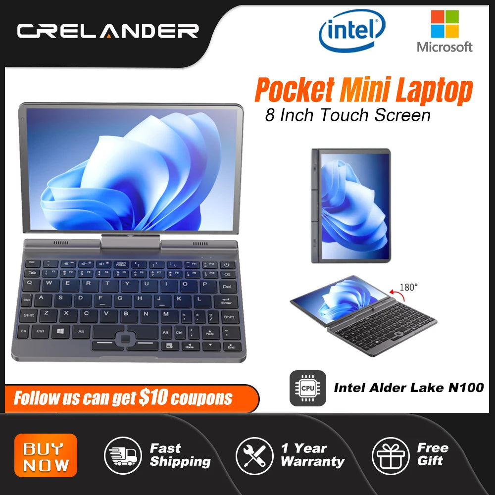 CRELANDER P8 8 Inch Mini Laptop with Touchscreen