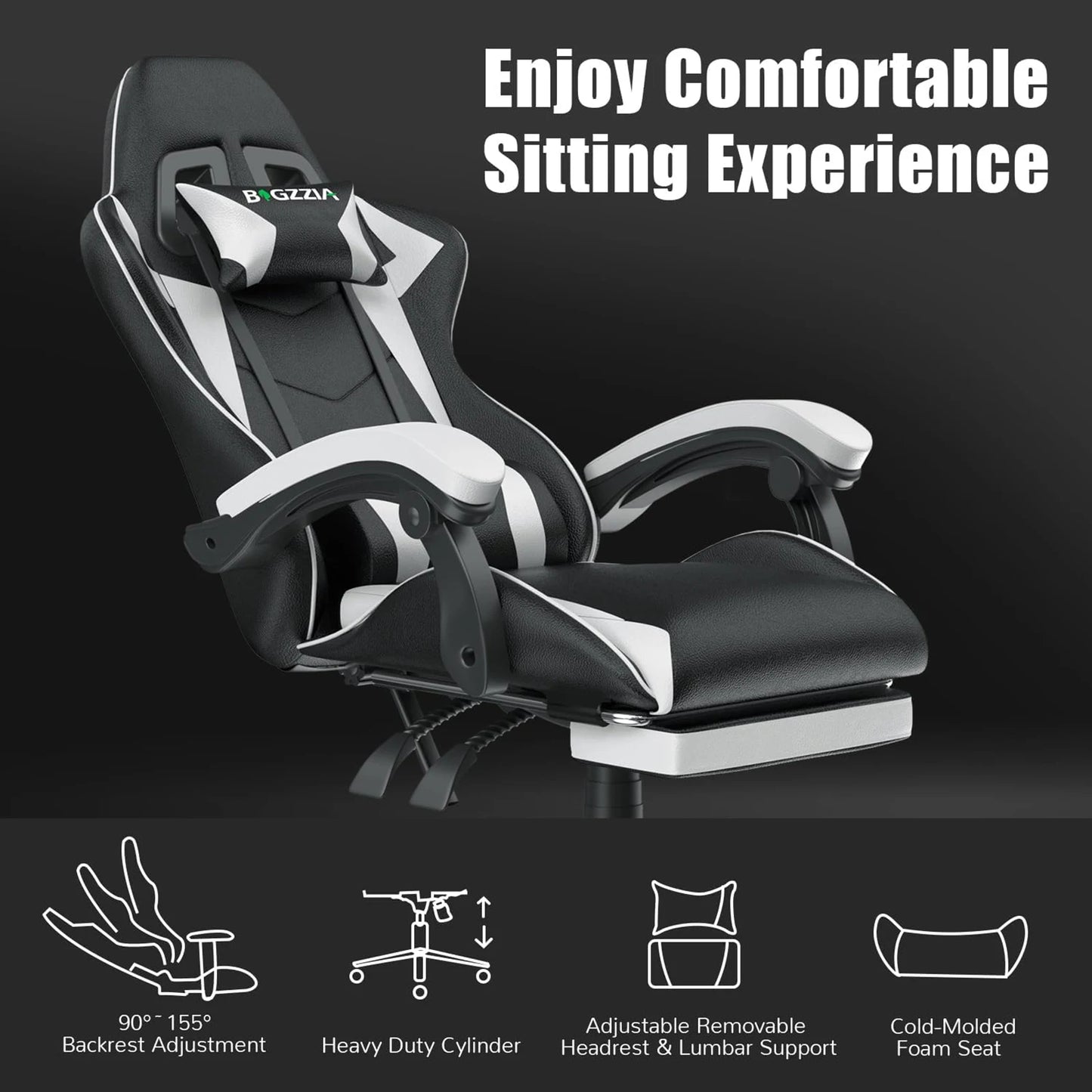 Ergonomic Gaming Chair with Footrest