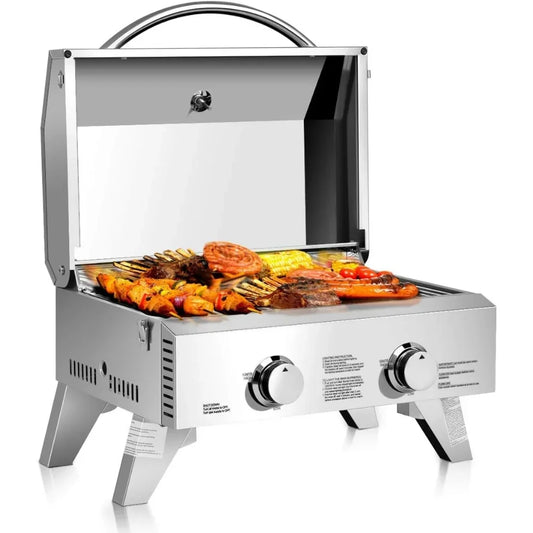 2 Burner, Stainless Steel Tabletop Propane Grill