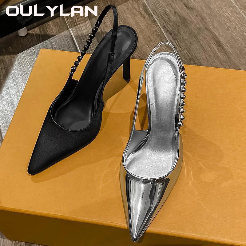 Womens Slingback Pointy Toe Stiletto Pumps