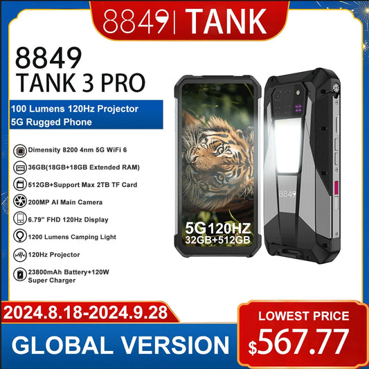 Unihertz 8849 Tank 3 Pro Rugged Smartphone 5G Cell Phone