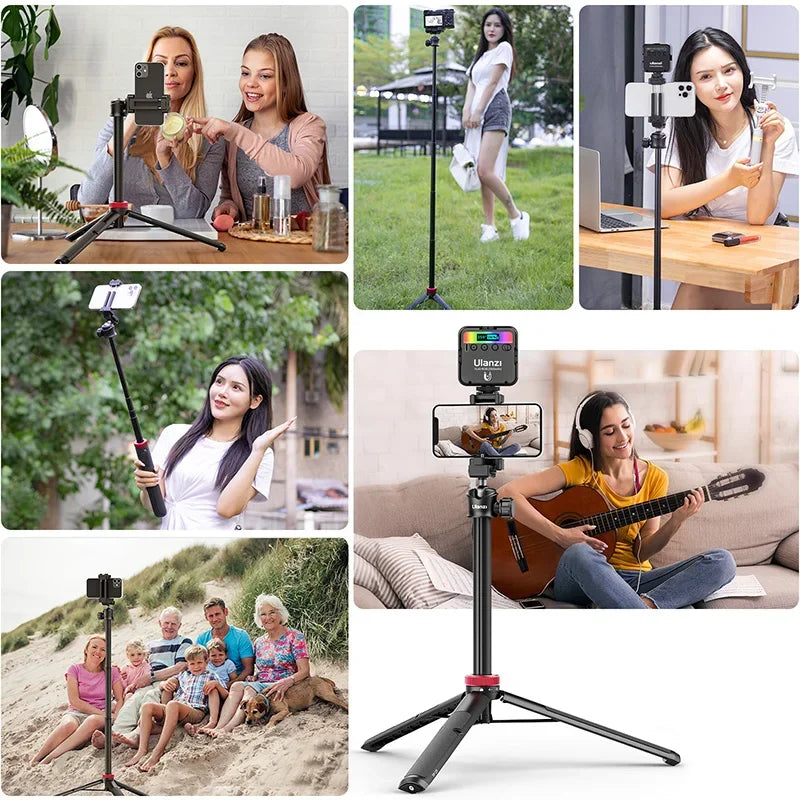 Ulanzi MT-44 1.46M Extend Selfie Stick Tripods With Phones And Cameras