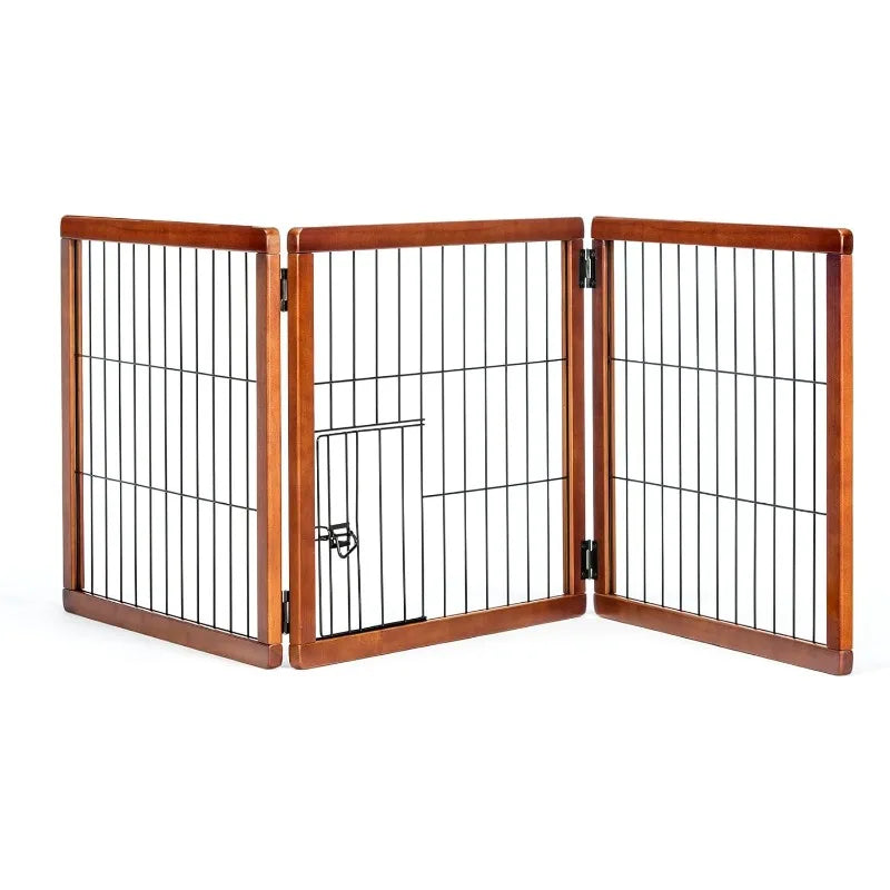 Wide 3 Panel Premium Wooden Pet Gate