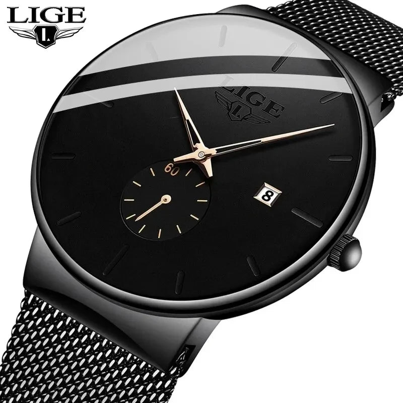 LIGE  Mens New Waterproof Watch