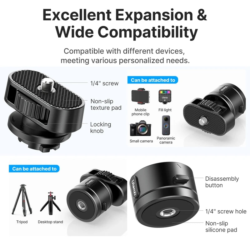 Ulanzi Go-Quick Ⅱ Quick Release System Kits 1/4" Tripod Base Mount