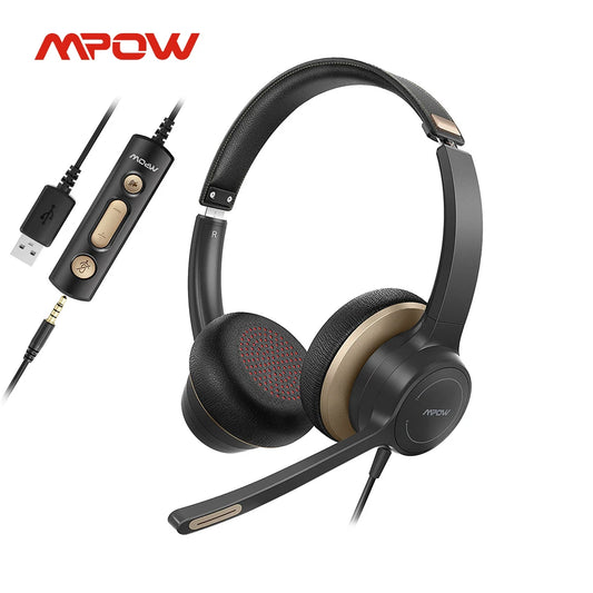 Mpow HC6 USB Wired 3.5mm On-Ear Computer Headphones with Microphone