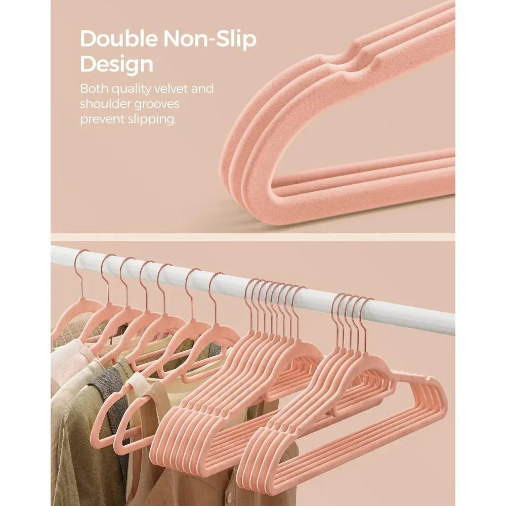 Set of 50 Non-Slip Clothes Hangers with Rose Gold Swivel Hook