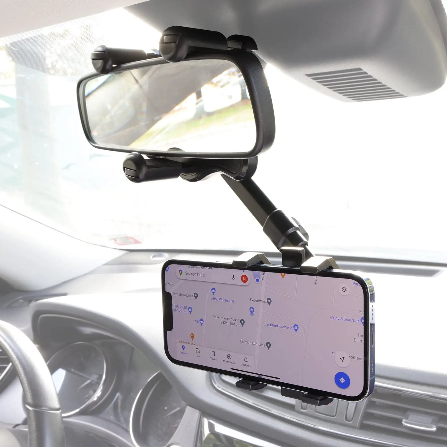 360 Degree Rearview Mirror Mobile Phone Mount