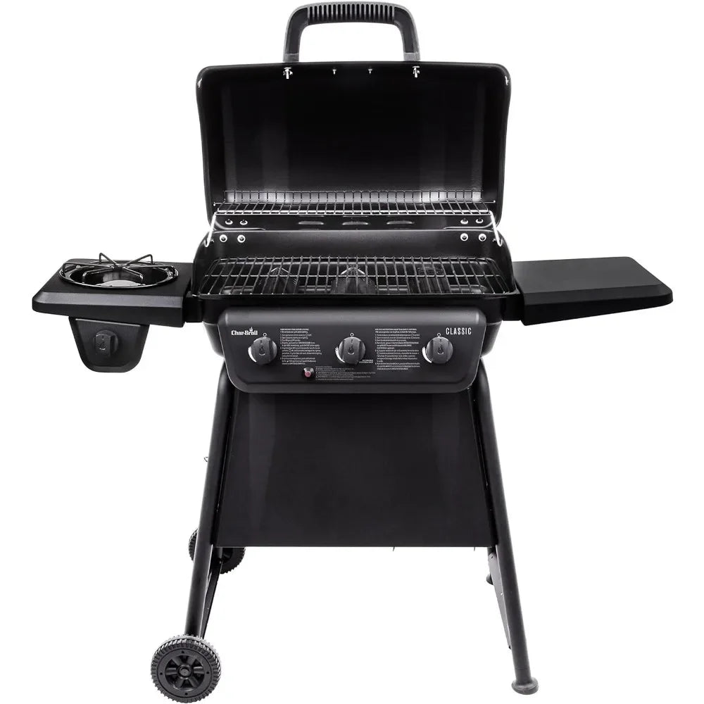 BBQ Grill, 3-Burner with Side Burner Propane Gas Stainless Steel